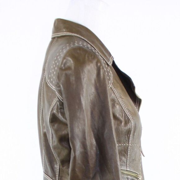 Crisca cool brown leather jacket 2 - Picture 6 of 8